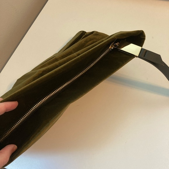 Zara Olive Green Velvet Clutch - Picture 8 of 10